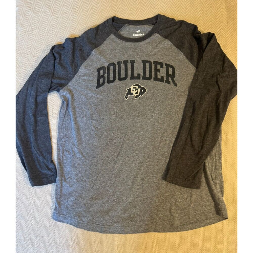 Fanatics Colorado Buffaloes Men’s Large Long Sleeve Raglan Shirt Gray CU Boulder